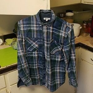 Men's small fitted plaid button up shirt